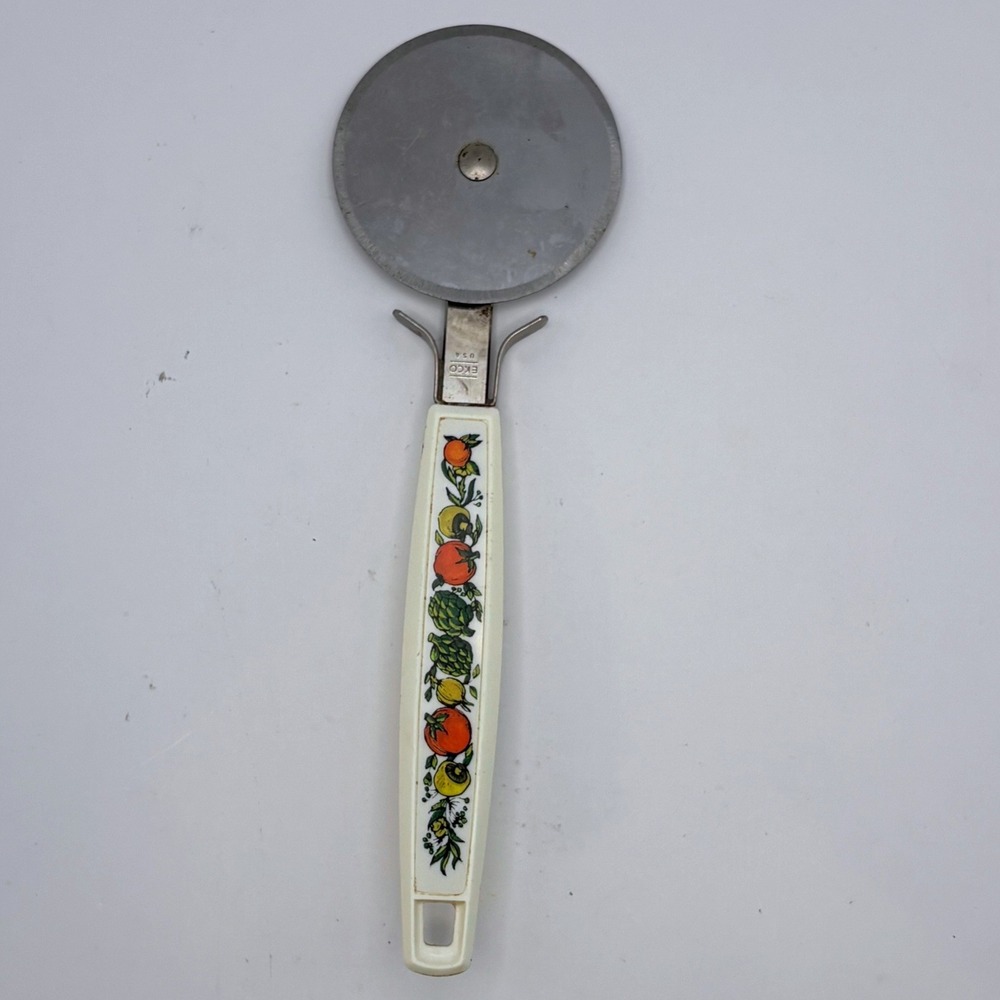 Vtg EKCO Spice of Life Pizza Cutter Wheel 70s Retro Kitchen Utensil USA Made